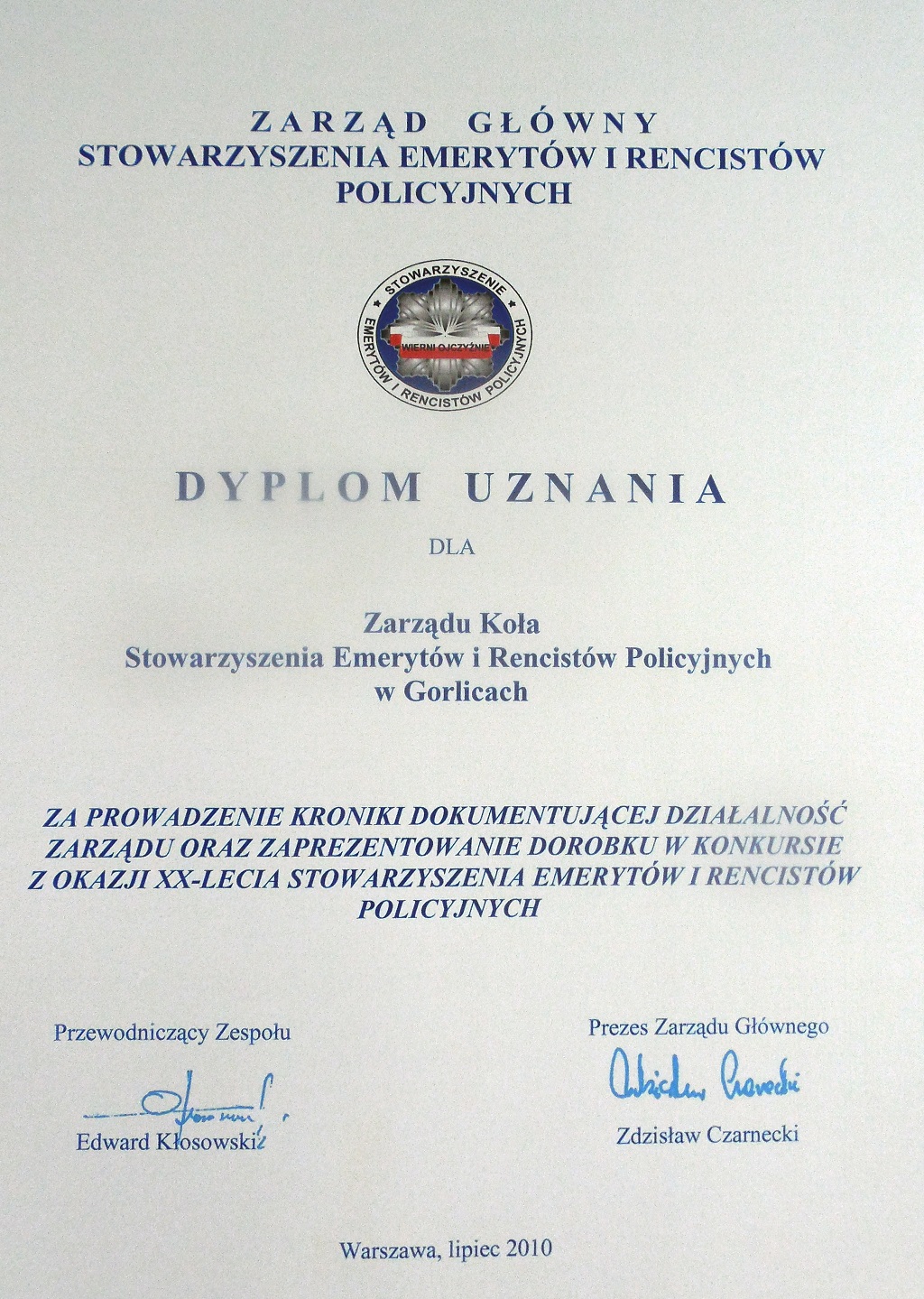  Dyplom uznania          